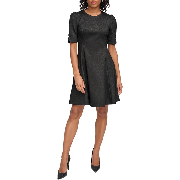 petites womens iridescent rayon fit & flare dress
