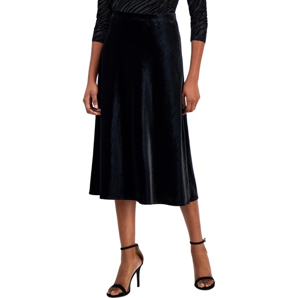 womens solid velvet midi skirt