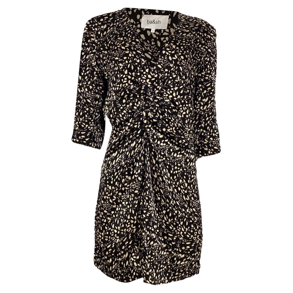 erika twisted printed mini dress in black viscose