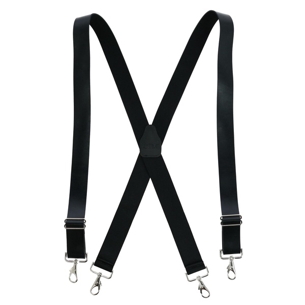 men's smooth coated leather wide width suspenders with metal swivel hook ends