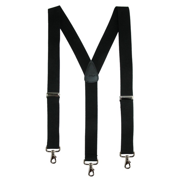 men's elastic solid color suspender with metal swivel hook clip end