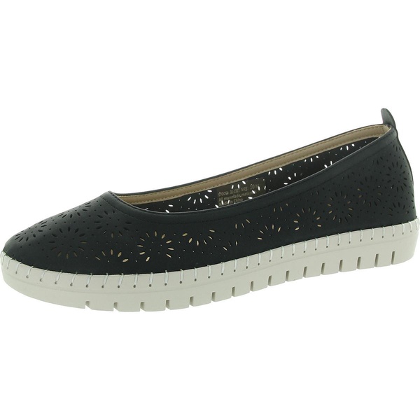womens perforated man made flat shoes