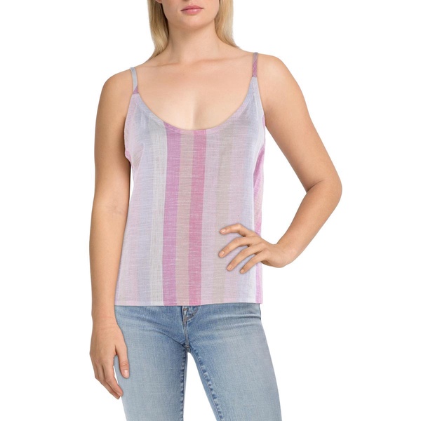 womens linen blend striped tank top