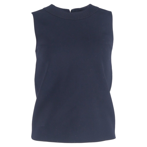 visible stitch details tank top in navy blue viscose