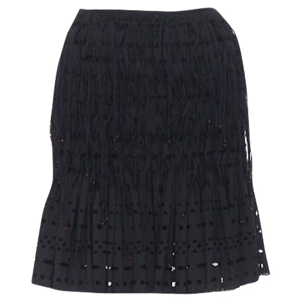 alaia geometric cut out pleated bead skirt