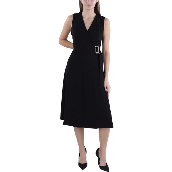 womens crepe belted midi dress