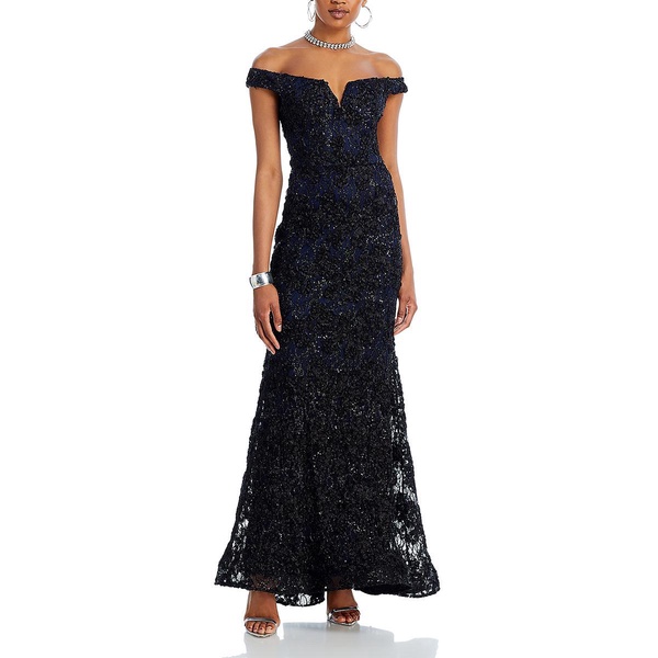 womens shimmer applique evening dress