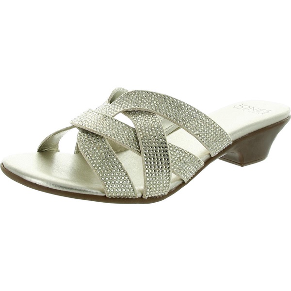 womens embellished manmade slide sandals