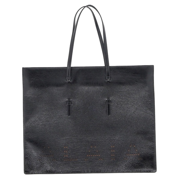 laser cut totebag in black leather