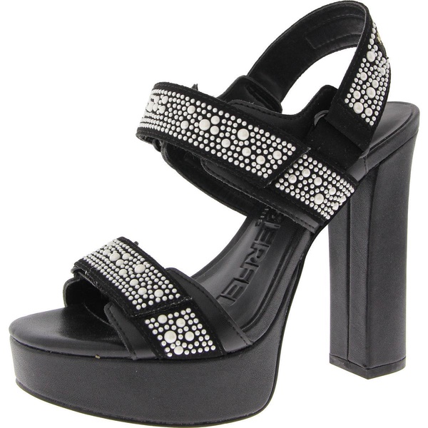 alessia pearl womens adjustable faux leather block heels