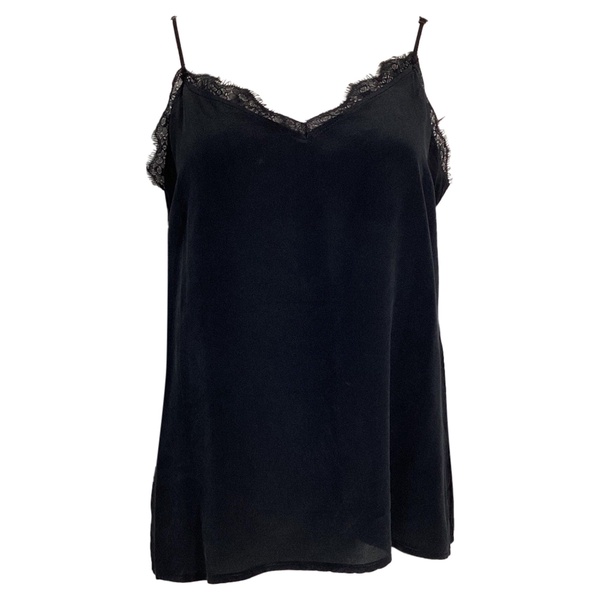 lace trim camisole top in black silk