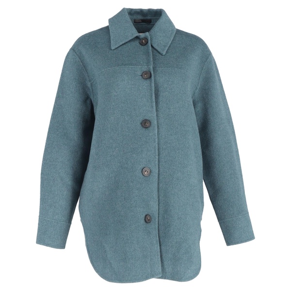 buttoned overshirt jacket in blue wool