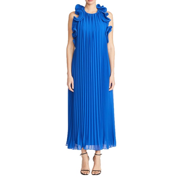 womens pleated recycled polyester maxi dress