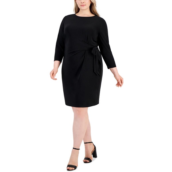 plus womens faux wrap side tie wrap dress