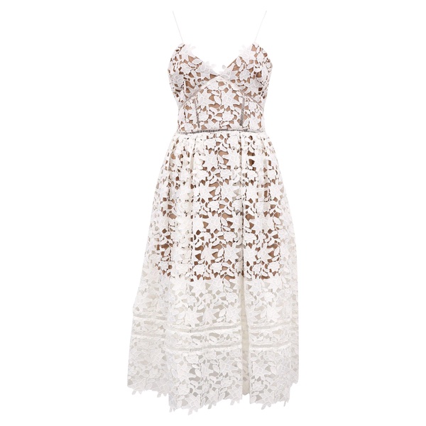 azaelea lace midi dress in white polyester