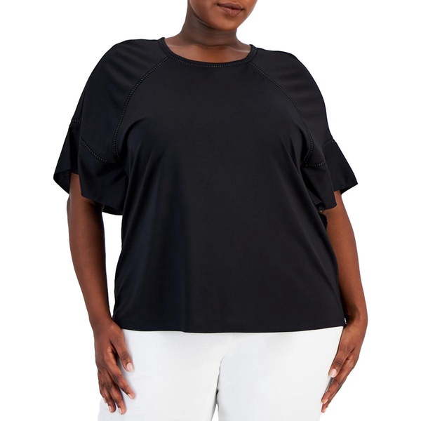 plus harmony womens open trim work pullover top
