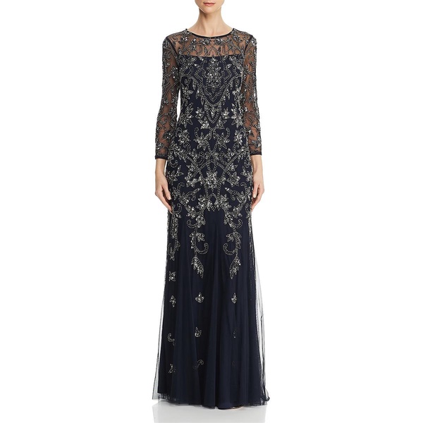 Adrianna Papell Women's Long Sleeve Bead Dress