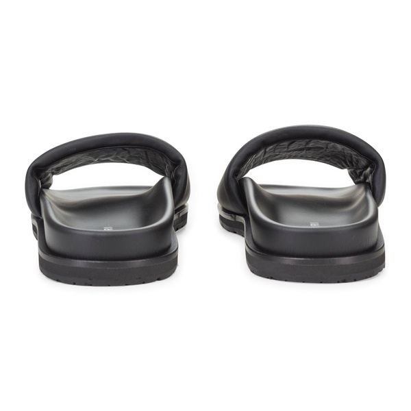 leather black white slide