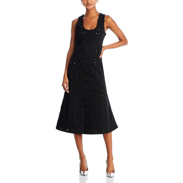 womens woven fitted midi dress