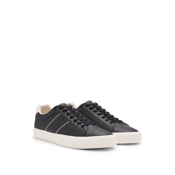 faux-leather trainers with plain and grained textures