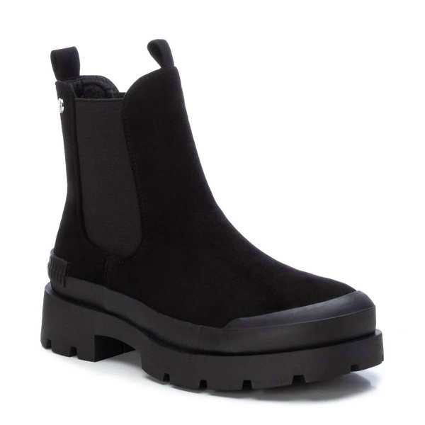 women's suede ankle booties in black
