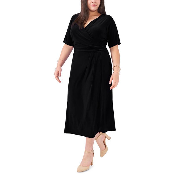 plus womens jersey v-neck midi dress