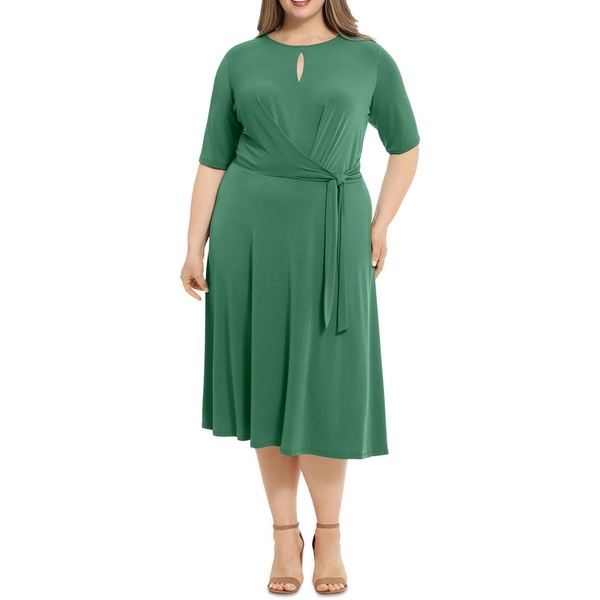 plus womens jersey tie waist midi dress