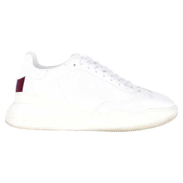 loop lace-up sneakers in white faux leather