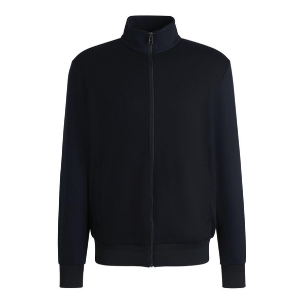 regular-fit zip-up sweatshirt in stretch cotton