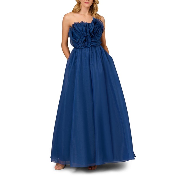 womens tulle rosette evening dress