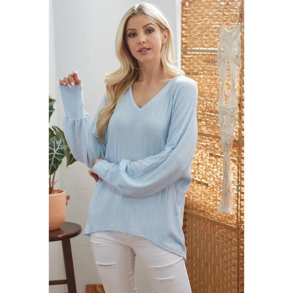 ribbed v neck longsleeve top
