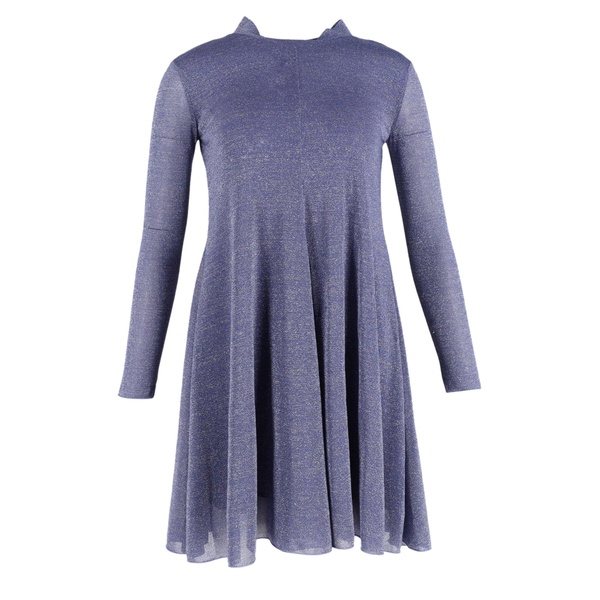 long sleeve mini dress in purple polyester