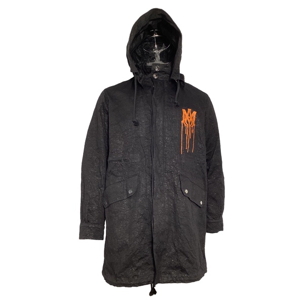 graphic print parka in black cotton