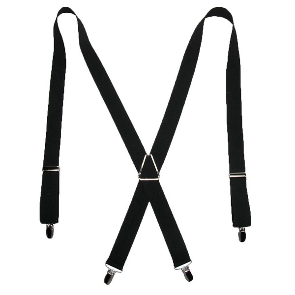 men's elastic x-back suspenders with silver hardware