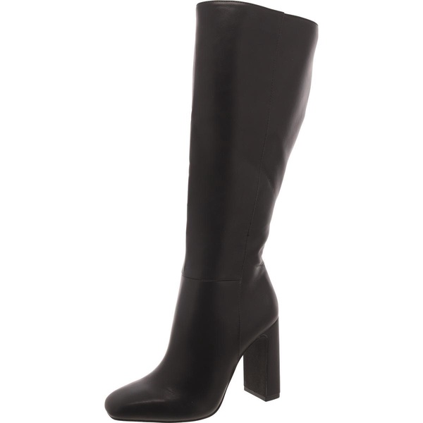 abbey womens faux leather block heel knee-high boots