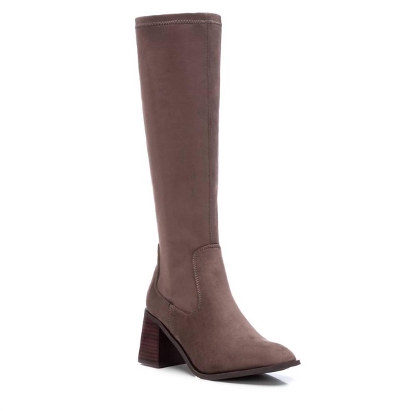 women's suede dress boots in light brown
