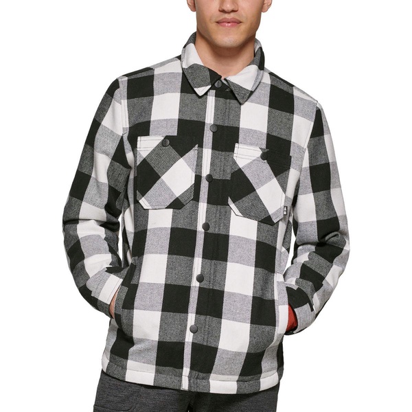 mens plaid polyester shirt jacket