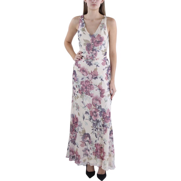 womens chiffon floral evening dress