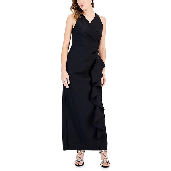 womens ruffled surplice neck evening dress