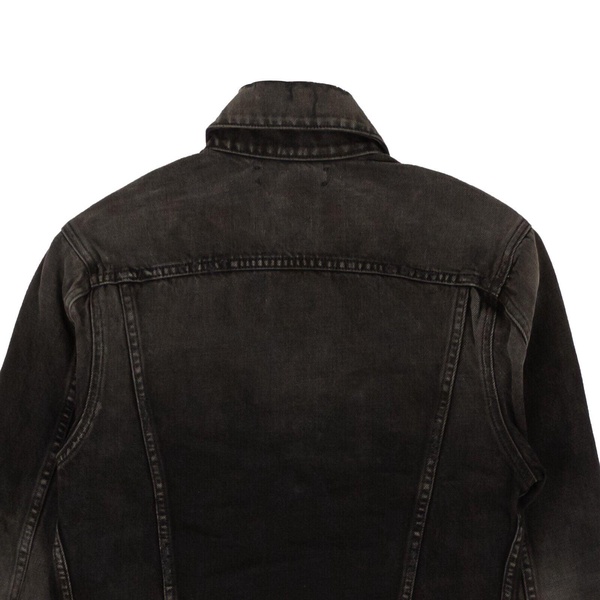 aged black cotton core double slanted trucker jacket