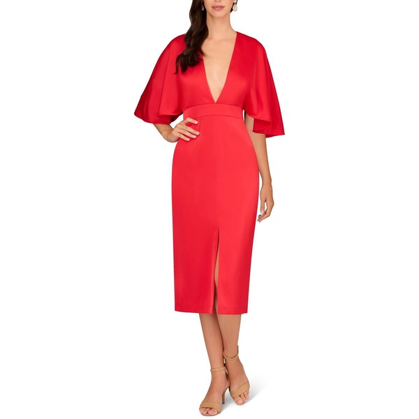 womens plunging midi sheath dress