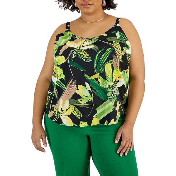 plus womens scoop neck sleeveless pullover top