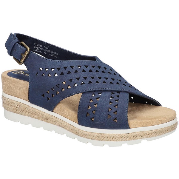 cosette womens faux leather criss-cross wedge sandals