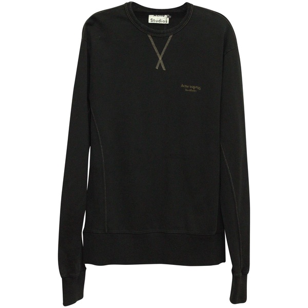 fynn acid crew sweater in black cotton