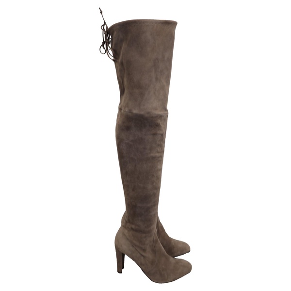 stretch over the knee boots in grey suede