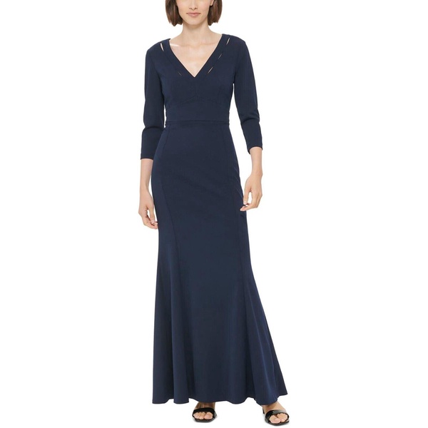 maxi dress women xs navy stretch cutout v-neck bodycon party vda278