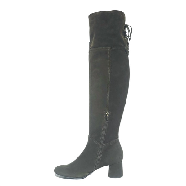 scarlet over-the-knee boot in forest