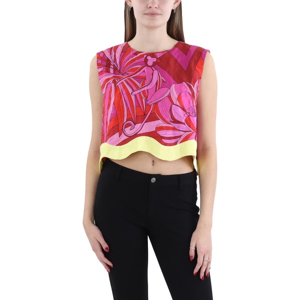 womens linen printed cropped