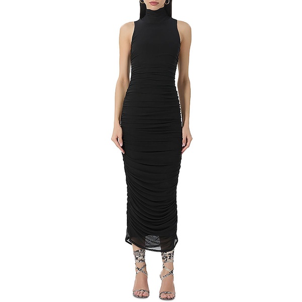 womens ruched polyester midi dress