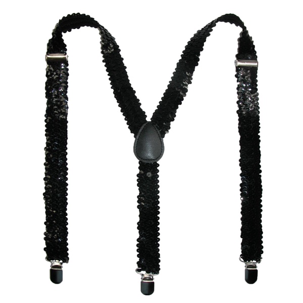 women's elastic sequins clip-end suspenders